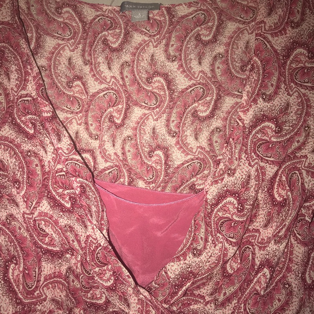 Ann Taylor paisley sheer top attached silk tank - Picture 2 of 6